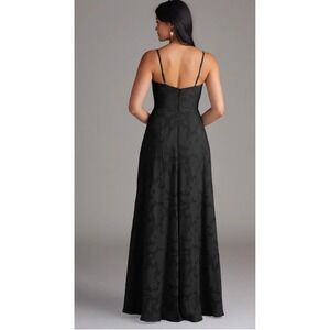 NWT Azazie Moira Black Maxi Dress in floral burnout fabric SIZE 10